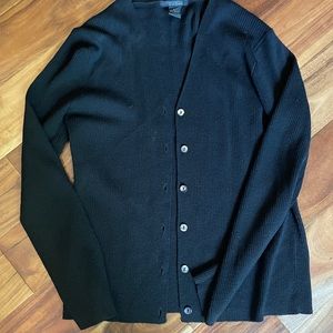 The Limited Italian Merino Wool Ribbed Black Cardigan in L